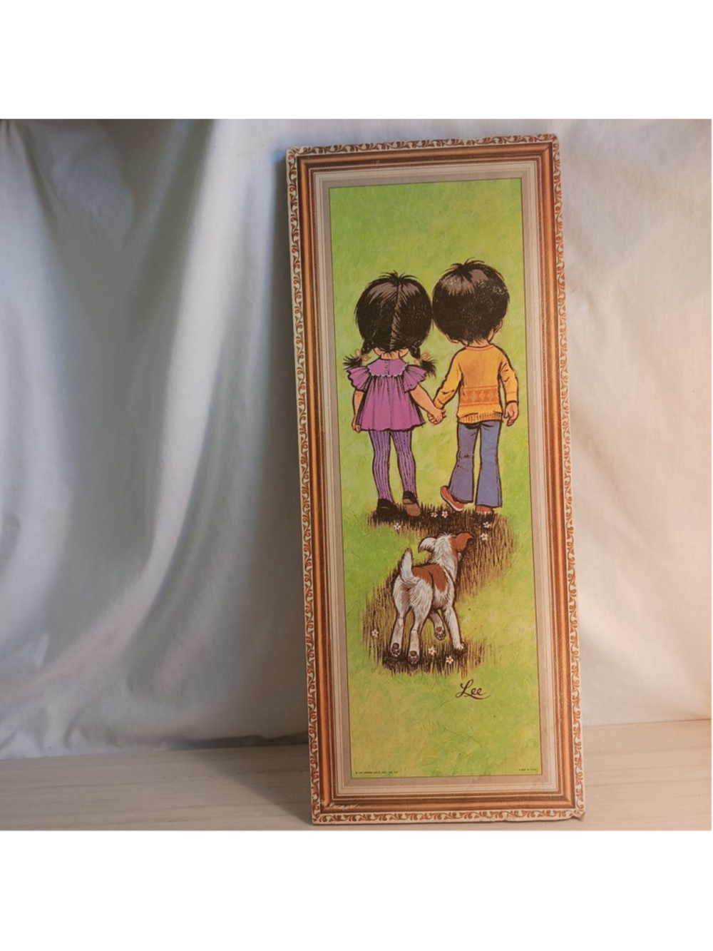 Vintage Art Lee Big Eyes 1971 Lithograph On Cork